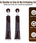 Dark Brown Leather Repair Kit For Furniture And Car Interiors Fixes Faux Leather And Vinyl Tears Scratches Holes Peeling No Sweat Do It Yourself Repair With All Tools shown in two 25ml tubes with non-toxic ingredients.