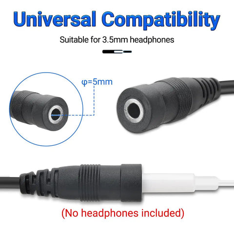 Close-up of Two Pin To Three Point Five Millimeter Earpiece Adapter for Walkie Talkie Gear with tip details, black color