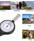 Rugged Mini Map Measuring Wheel For Dead Accurate Outdoor Distance Tracking And Trail Navigation Featuring Heavy Duty Alloy Build close-up with dial and handle.