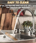 Long Reach Pizza Oven Cleaning Brush With Stainless Steel Scraper And Screwdriver 21 Inch Handle No Scratch Brass Bristles Outdoor Pizza Stone And Bbq Grill Cleaning Kit under running water in kitchen sink