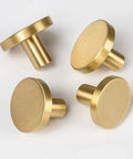 All Brass Cabinet Knob Set Round Drawer Pulls For Dressers And Kitchen Cabinets, Beefy Solid Brushed Brass Hardware, 8 Pack