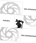 No Fuss Mountain Bike Disc Brake Conversion Kit Featuring Front And Rear 160 Mm Aluminum Rotors close-up view of rotors with mechanical calipers.