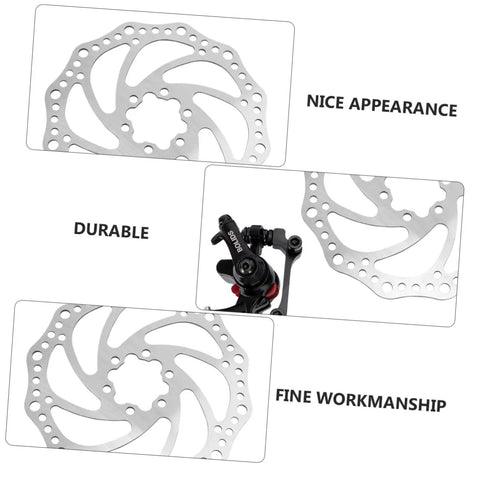 No Fuss Mountain Bike Disc Brake Conversion Kit Featuring Front And Rear 160 Mm Aluminum Rotors close-up view of rotors with mechanical calipers.
