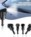 Beefy Universal Windshield Washer Hose Kit With Two Meter Fluid Line And Three Secure Fittings Plus Four Reliable Fan Nozzles And Thirty Hardcore Heat Insulation Clips For Zero Leak Automotive Repairs, featuring front windshield wiper spray nozzles.