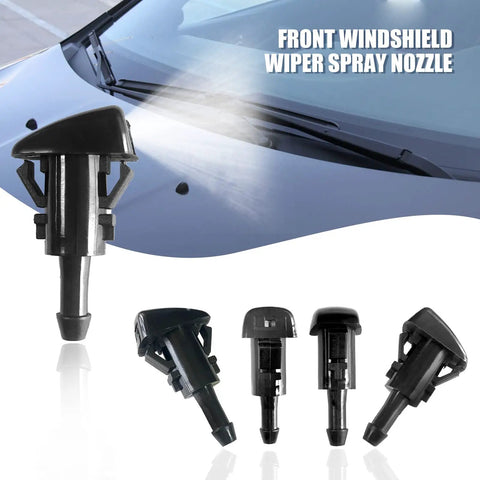 Beefy Universal Windshield Washer Hose Kit With Two Meter Fluid Line And Three Secure Fittings Plus Four Reliable Fan Nozzles And Thirty Hardcore Heat Insulation Clips For Zero Leak Automotive Repairs, featuring front windshield wiper spray nozzles.