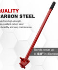 Heavy Duty Manual Rebar Bender For 5/8 Inch Steel Rod, carbon steel design with grip handle for precise bending.
