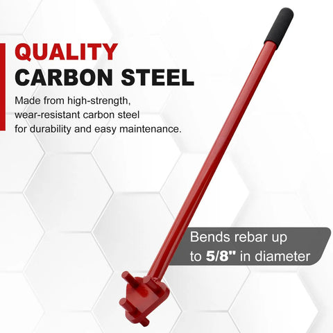Heavy Duty Manual Rebar Bender For 5/8 Inch Steel Rod, carbon steel design with grip handle for precise bending.