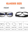 CO2 Laser Safety Goggles 10.6 Micron Reflective Eyewear With OD6 Plus Protection front and back view with size details