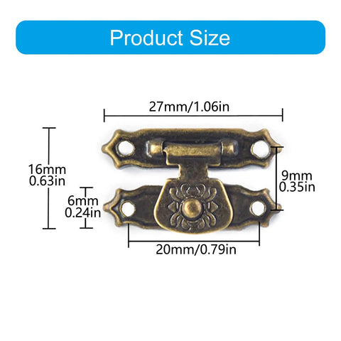 Heavy Duty Metal Jewelry Box Latch Clasp With Retro Floral Duckbilled Toggle Hasps Perfect For Wooden Cabinet Furniture Repair Restoration And Upgrades That Stick Tight And Look Super Cool. 27mm x 16mm antique brass iron latch with screws