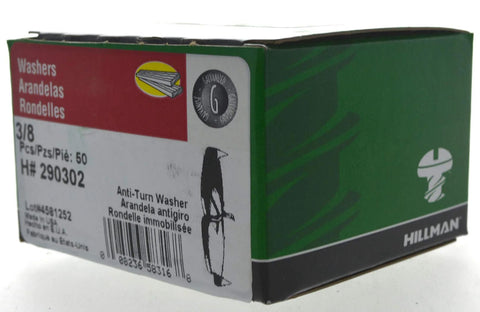 Hillman 3/8-inch anti-turn washers, galvanized, 50-pack in green box