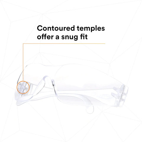 Clear side view of Virtua Clear Lens Safety Glasses Unisex Lightweight Wraparound Eyewear With ANSI Z87 High Impact Protection.