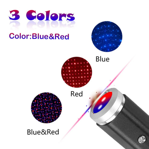 Lit 2 Pack USB Star Night Lights With 3 Color Modes and 7 Lighting Effects, showing blue, red, and blue-red color options