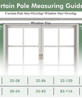 Curtain Pole Measuring Guide displaying sizes for Built Tough Telescopic Curtain Rod Adjusts From 32 To 58 Inches.