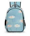 Pastel Daisy Light Blue Watercolor Printed Backpack For Everyday Use Unisex Large Capacity Polyester Go To Daypack With Durable Zipper And Breathable Fabric Ideal For School Work Travel Daily Carry And Weekend Adventures