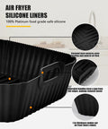 Three Piece Square Silicone Air Fryer Liners Set For 5 To 8 Quart Models Compatible With AF141 AF181 Grills AG301 EG201 details