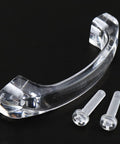 2 Pack Transparent Acrylic Drawer Knob Pull Handles With Glass Look Finish, screws included, on black background
