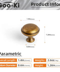 Antique Brass Cabinet Knobs 6 Pack Set, Zinc Alloy Drawer Pulls For Kitchen Cabinets, dimensions shown