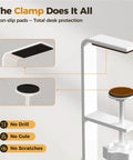 Clamp details of the Under Desk Cable Management Tray White Clamp On No Drill Wire Organizer for office and home