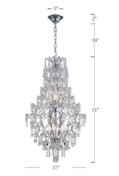 Crystal Raindrop Pendant Chandelier With Adjustable Chain For Dining Room Living Room Bedroom Bath, Modern Glass Crystal Light Fixture