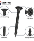 130 Piece Pack Of Number 6 By 1 And 3 Eighths Inch Coarse Thread Drywall Screws With Phillips Flat Countersunk Head A Real Workhorse For Wood Studs And Sheetrock Made From 1022A Phosphated Carbon Steel With Grade 8.8 Hardness