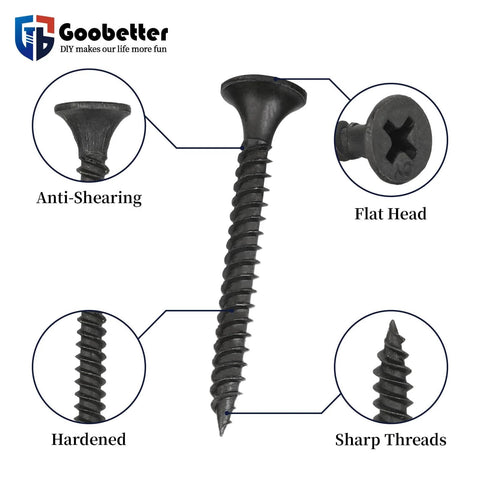 130 Piece Pack Of Number 6 By 1 And 3 Eighths Inch Coarse Thread Drywall Screws With Phillips Flat Countersunk Head A Real Workhorse For Wood Studs And Sheetrock Made From 1022A Phosphated Carbon Steel With Grade 8.8 Hardness