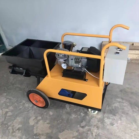 Portable Mortar Plastering Spraying Machine For Sand Cement Render Gypsum Putty Quick Wall Coating Construction Equipment Efficient Handheld Spray Pump with motor and wheels.
