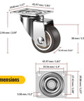 Dimensions of 1.5 Inch Heavy Duty Furniture Caster Wheels Set of 4 Rubber No Squeak Swivel Castors With Ball Bearing