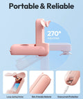 3 In 1 Portable Handheld Fan Foldable Lipstick Size USB Rechargeable Personal Cooler For Travel In Pink, 270° Adjustable Design