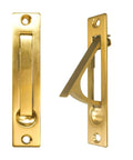 Sleek Hidden Edge Pull For Smooth Sliding Pocket Doors Killer Gold Finish Hardware top view and side view showing installation features.