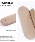 Silicone Makeup Brush Holder Travel Cosmetic Bag With Magnetic Closure Soft Portable Case for face brushes, walnut color