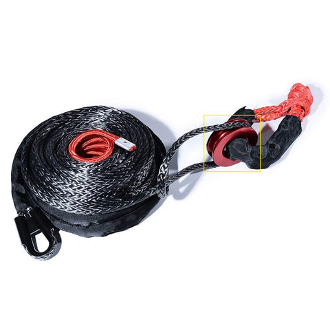 Orange Synthetic Soft Shackle Rope With Protective Sleeve Set, 38,000 Lbs Capacity, four shackles, two recovery rings visible