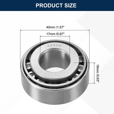 Tapered Roller Bearing Cone And Cup Set 17mm Bore 40mm OD 17.5mm Thick Chrome Steel ABEC 3 Built Tough High Load Capacity For Industrial Machinery