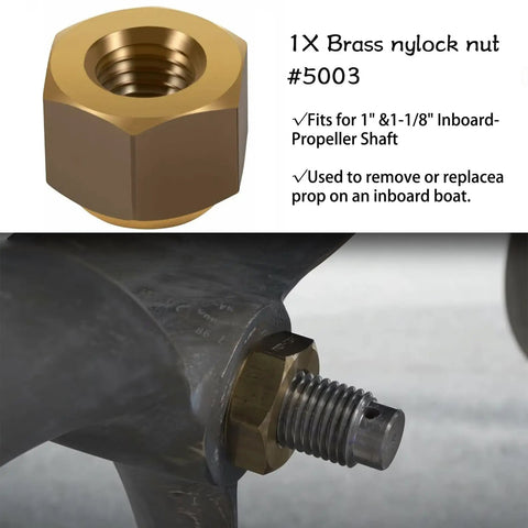Beefy Inboard Prop Nut Kit With New Pin And Key For 1 Inch To 1 And One Eighth Inch Shafts Brass Boat Replacement, Premium Steel Build, Rust Resistant, Easy Install, Keeps Propeller Firmly Connected To The Shaft