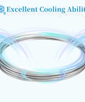 Stainless steel tubing coil, front view, 3/8 in diameter, 10 ft length, welded 304 stainless.