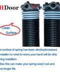 2 Inch Garage Door Torsion Springs With Non Slip Winding Bars Black Coated For Long Life 18000 Cycles Size.218 X 2 X 23