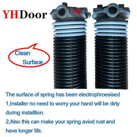 2 Inch Garage Door Torsion Springs With Non Slip Winding Bars Black Coated For Long Life 18000 Cycles Size.218 X 2 X 23