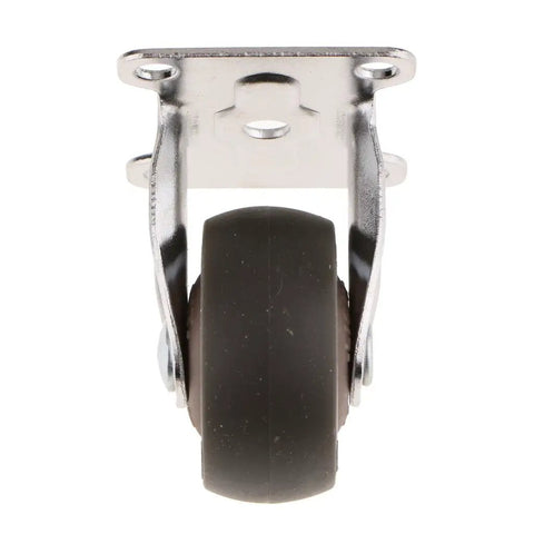 Heavy Duty Rubber Castor Wheel With Fixed Plate For Trolleys front view, industrial caster with metal plate and rubber wheel.