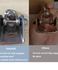 Comparison of fully engaged Velomill lock nut versus loose competitor, part of Heavy Duty Hammock Hanging Kit With 360 Degree Rotate Hooks, 1000 Lb Capacity, Easy Install With Bolts, Screws And Snap Hooks, Ultra Durable Swing Kit For Indoor Outdoor Gyms, Chairs, Beds And More.