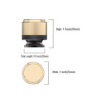 Side and top view of 10 Pack Matte Black And Gold Knurled Cabinet Knobs For Kitchen Cabinets And Dressers, showing dimensions of 1 inch high.