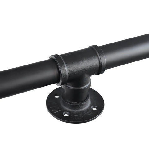 Close-up of the Solid As A Rock 5Ft Galvanized Steel Handrail with wall mount fitting, durable for indoor outdoor use.