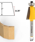 Bevel Edge Router Bit Set With Five Bits And Quarter Inch Shank For Precise Miter Joints, 11.25 Degree Chamfers, C3 Carbide Blade