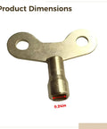Thinking Process: solid brass faucet key with 6mm 0.24in socket, front view, for water valve shutoff