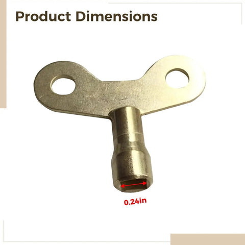 Thinking Process: solid brass faucet key with 6mm 0.24in socket, front view, for water valve shutoff