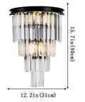 Black Crystal Wall Sconce With 4 Tier Crystal Display Modern Wall Light Fixture Bedside Mount Lamp With Dimensions