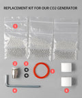 Spare Parts Replacement Kit For CO2 Cylinder Generators With Heavy Duty O Rings Quick Plug Connector And Moisture Absorbing Filter Media For Easy Maintenance And Dependable Plug And Play Performance, with O-rings, connector, and filter media