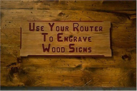 Wooden sign showing 'Use Your Router To Engrave Wood Signs' using 1.5 Inch Router Character Template Set For Sign Making.