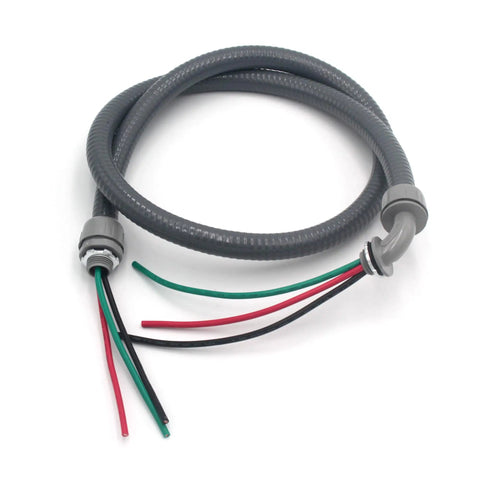 1/2 Inch 3 Conductor 10 Gauge Liquid Tight Conduit Wire With Ground Nonmetallic Flexible Conduits Outdoor Power Whip Kit shown coiled