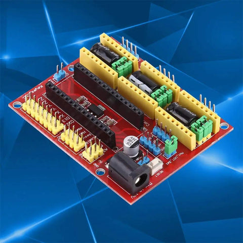 CNC Engraving Controller Board Kit With Nano 3.0 And A4988 Driver For DIY 3D Printer Engraving Expansion V4 Board With GRBL Ready 3 Axis Motor Drive Dope Plug And Play Upgrade, showcasing red control board with yellow connectors