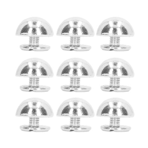 One Hundred Sets Mushroom Rivet Studs Featuring Ten Millimeter Round Heads In Glossy Silver Alloy, 10mm shiny studs