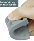 Person bending Slim Door Stopper Wedge For Bottom Of Door Non Scratch Rubber Holder Stackable Slip Resistant Flexible Floor Protector Gray